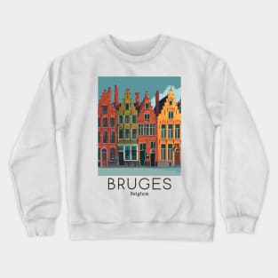 A Vintage Travel Illustration of Bruges - Belgium Crewneck Sweatshirt